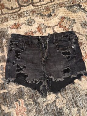 American Eagle Outfitters Black Distressed Denim Shorts